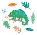 Cute Chameleon. Vector illustration