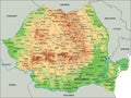 High detailed Romania physical map with labeling. Royalty Free Stock Photo