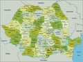 Highly detailed editable political map with separated layers. Romania. Royalty Free Stock Photo