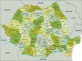 Highly detailed editable political map with separated layers. Romania. Royalty Free Stock Photo