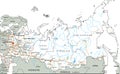 High detailed Russia road map with labeling.