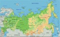 High detailed Russia physical map with labeling. Royalty Free Stock Photo