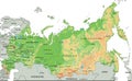 High detailed Russia physical map with labeling.