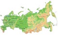 High detailed Russia physical map with labeling.