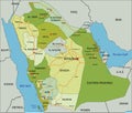 Highly detailed editable political map with separated layers. Saudi Arabia. Royalty Free Stock Photo