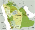 Highly detailed editable political map with separated layers. Saudi Arabia. Royalty Free Stock Photo