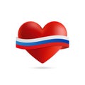 Heart with waving Russia flag. Vector illustration.