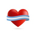 Heart with waving Argentina flag. Vector illustration.