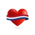 Heart with waving Netherlands flag. Vector illustration.