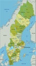 Highly detailed editable political map with separated layers. Sweden.