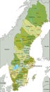 Highly detailed editable political map with separated layers. Sweden.