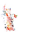 Colorful music promotional poster with G-clef and music notes isolated vector illustration. Artistic abstract background with musi Royalty Free Stock Photo