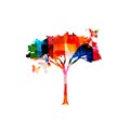 Colorful acacia tree isolated vector illustration Royalty Free Stock Photo