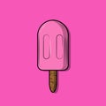 Illusrtration vector graphic of pink ice cream has a wood stick that is very tasty and tempting. Good for people who are looking f Royalty Free Stock Photo