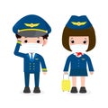 New normal lifestyle concept. pilot and stewardess wearing face mask protect coronavirus covid-19, officers and flight attendants