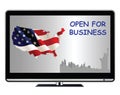 TV advert proclaiming USA open for business