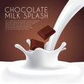 Fresh chocolate Milk Label Template with crown splash : Vector Illustration Royalty Free Stock Photo