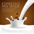 Fresh Coffee Milk Label Template with crown splash Royalty Free Stock Photo