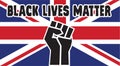 Black lives matter fist on Union Jack background Royalty Free Stock Photo