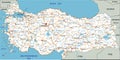 High detailed Turkey road map with labeling. Royalty Free Stock Photo