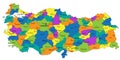 Colorful Turkey political map with clearly labeled, separated layers.