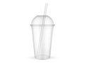 Empty transparent plastic cup with straw on white background Royalty Free Stock Photo