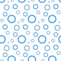 Seamless pattern with water drops. Blue rounds on white board