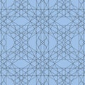 Abstract background with geometric pattern. Seamless regular vector texture of grey lines on blue background.