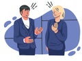 Communication concept. Man and Woman talking each other. Isolated Vector Illustration