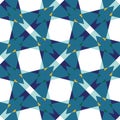 Blue triangular and tessellated texture on a white background. Geometric seamless vector pattern.