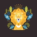 Lion head stylized illustration.