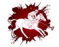 Horses Polo player sport cartoon graphic vector