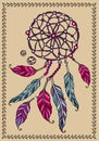 Ethnic illustration, tribal amulet. American Indians traditional symbol. Vector design element. Indian Dream catcher. Royalty Free Stock Photo