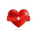 Heart with waving Switzerland flag. Vector illustration.