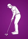Man swinging golf , Golf players action cartoon graphic vector