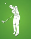 Man swinging golf , Golf players action cartoon graphic vector