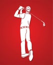 Man swinging golf , Golf players action cartoon graphic vector