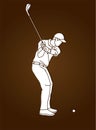 Man swinging golf , Golf players action cartoon graphic vector