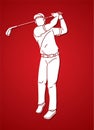 Man swinging golf , Golf players action cartoon graphic vector