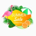 Limited time summer sale banner promotion with tropical floral frame Royalty Free Stock Photo