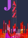 Jazz music promotional poster with piano keyboard vector illustration. Colorful music background with piano keys, music show, live Royalty Free Stock Photo