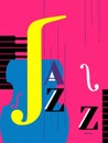 Jazz music festival poster with violoncello flat vector illustration design. Music background for live shows, concert events, part