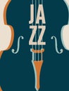 Jazz music festival poster with violoncello flat vector illustration design. Music background for live shows, concert events, part