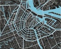 Black and white vector city map of Amsterdam with well organized separated layers.