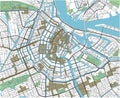 Colorful Amsterdam vector city map.