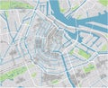 Vector city map of Amsterdam with well organized separated layers.