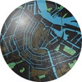 Amsterdam vector map with dark colors.