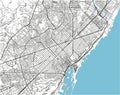 Black and white vector city map of Barcelona.