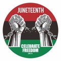 Illustration graphic vector of Juneteenth Day, celebration freedom, Chains breaking, emancipation day in 19 june Royalty Free Stock Photo