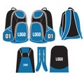 Sports Backpacks bags custom design mock ups templates illustration